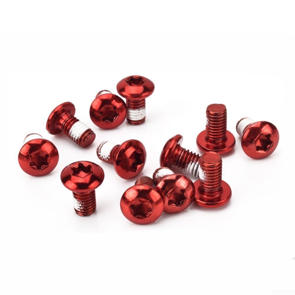 12 Stück Edelstahl-Scheibenbremsen-Rotorschrauben für MTB, Mountainbike, M5 x 9 mm, T25 Torx (rot) von PETSTIBLE