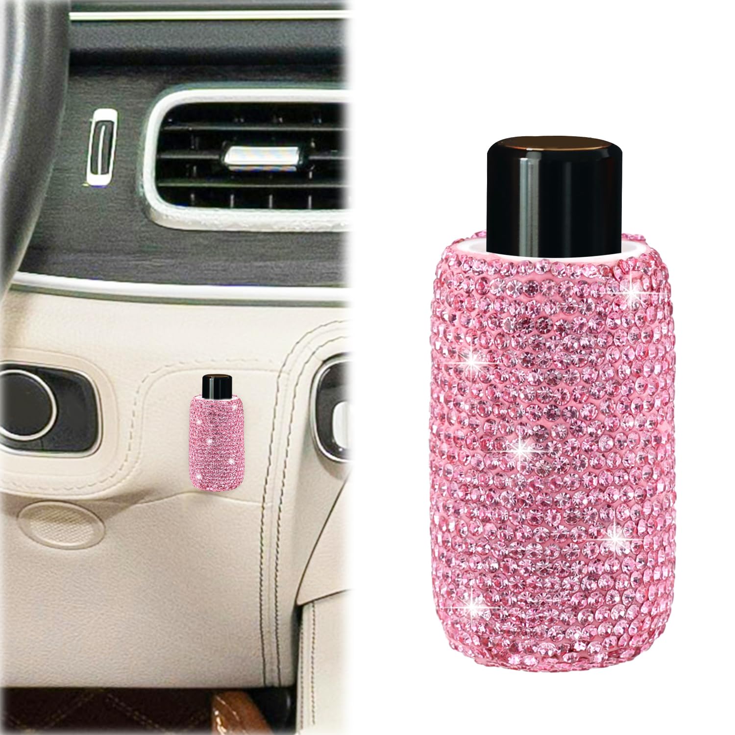 PEUTIER 2st Chapstick Halter fürs Auto, Glitzernd Lippenbalsam Halter fürs Auto Isolierter Chapstick Holder Strass Auto Innenausstattung für Frauen und Männer Die Meisten Fahrzeuge (Rosa) von PEUTIER