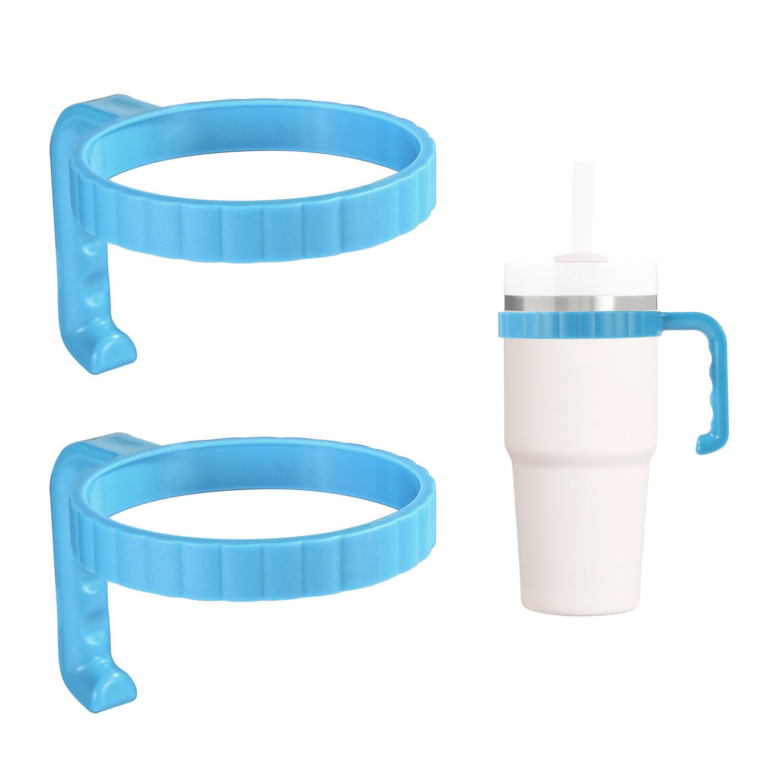 Trinkglas-Griff für Stanley 590 ml Quencher H2.0 Flowstate Becher, Bechergriff-Aufsatz, 590 ml, rutschfester Auto-Becherhalter, freundlich, verbesserter Griff für Becherzubehör, Blau, 2 Stück von PEUTIER