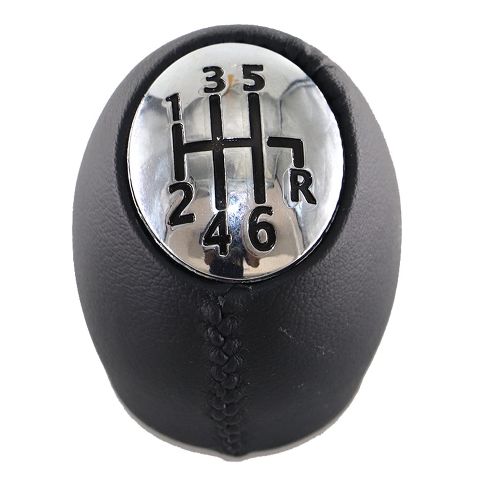 PEVAVFZMMY Auto Schaltknauf Schaltkugel Handball Kopf Knopf Chromkappen passend for Renault passend for ESPACE MK4 2002-2008 MPV Shift knob(123456R leather) von PEVAVFZMMY