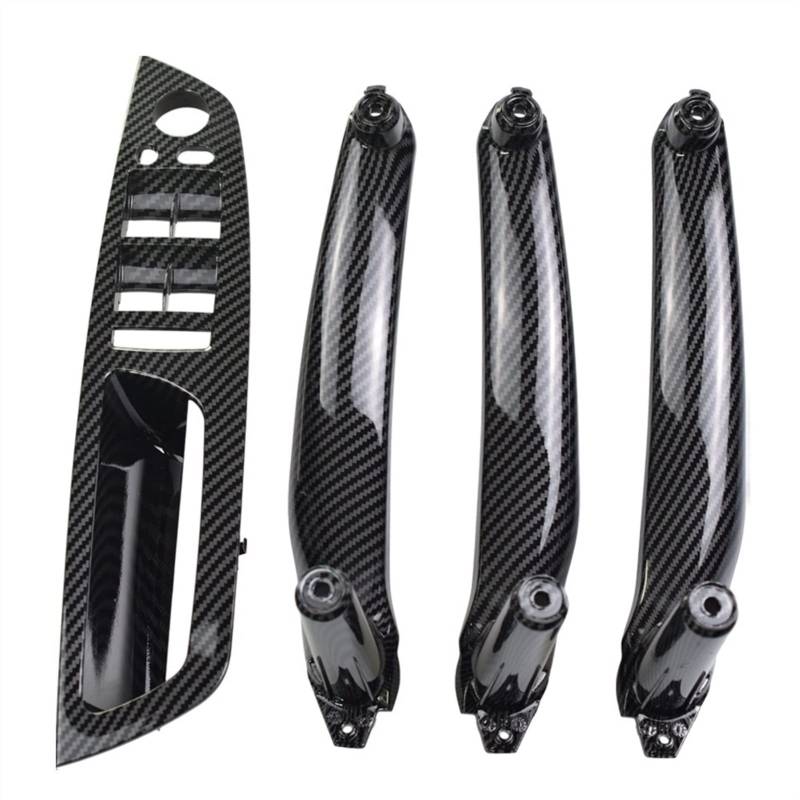 PEXORT Auto Beige Schwarz Carbon Faser Armlehne Auto Links Rechts Innen Tür Griff Innen Panel Pull Trim Abdeckung, for, for E70 E71 X5 X6 Innentürgriffverkleidung(Carbon Fiber-4pcs) von PEXORT