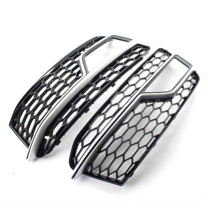 PEXORT EIN Paar Honeycomb Car Front Nebelscheinwerfer Lampenabdeckung Honeycomb Grill Bumper Grille, for Audi, for S5 A5 for Bumper 2013 2014 2015 2016 Nebelscheinwerfer-Grillabdeckung(Chrome Silver) von PEXORT