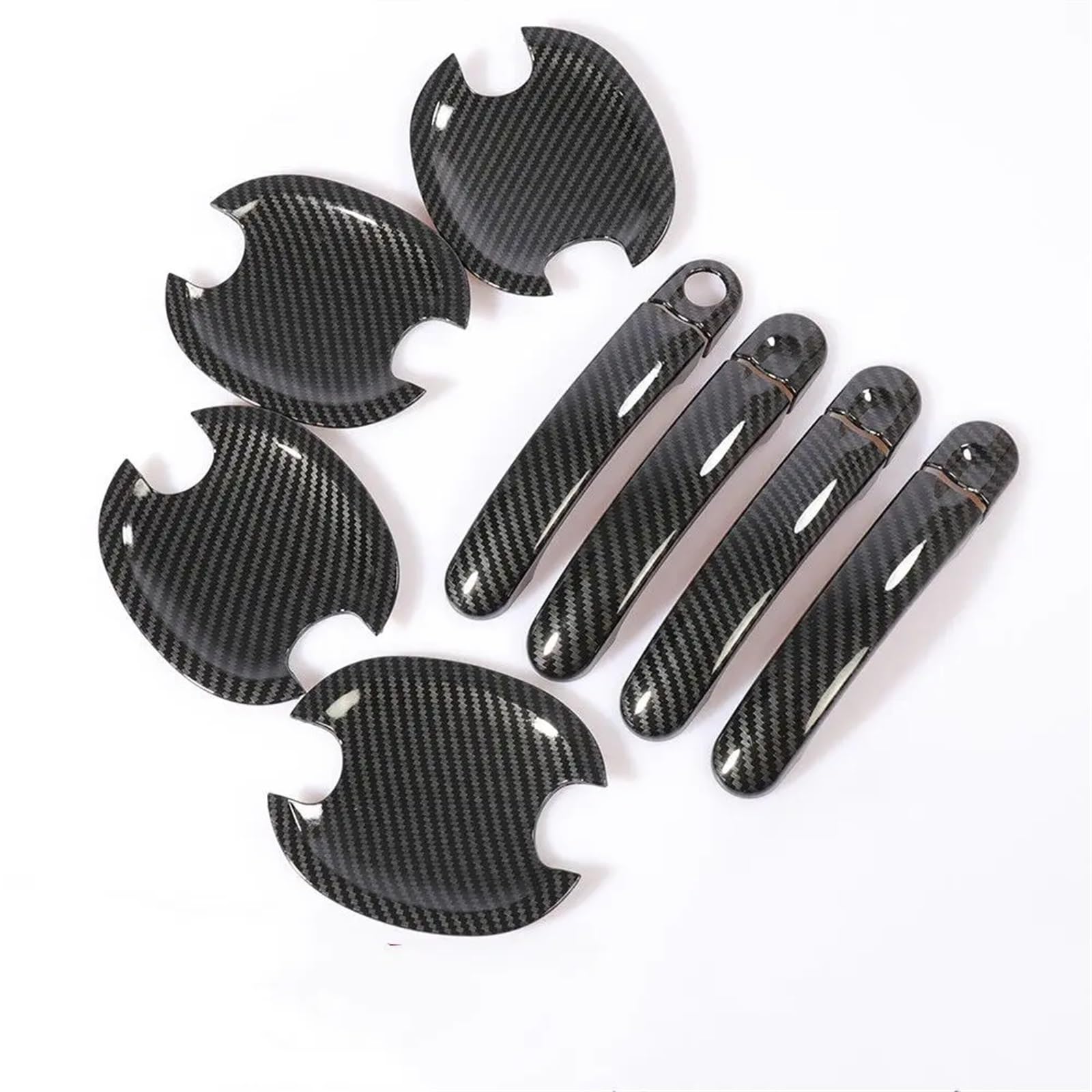 PEXORT for VW, for Jetta, MK5, for VW, for Golf, Plus, for Golf, GTI 2006-2010 Carbon Fiber Chrom Auto Türgriff Abdeckung Cup Bowl Trim Styling Zubehör Außentürgriffabdeckung(Carbon Handle Bowl) von PEXORT