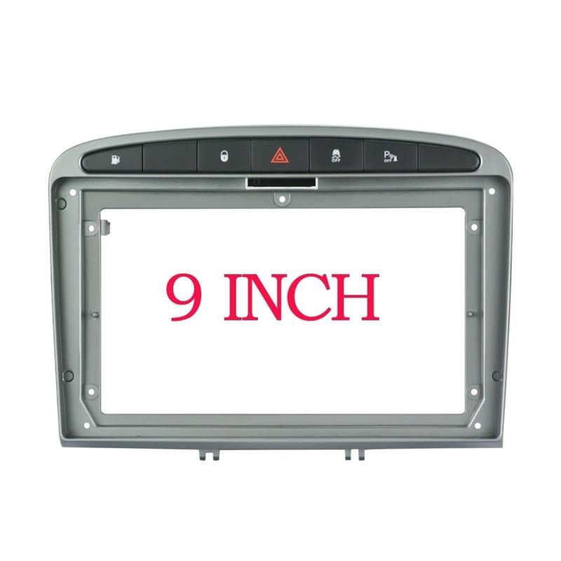 Car Radio Faceplate Frame 2/1Din Auto, kein DVD-Rahmen, nur Audio-Einbauadapter, Armaturenbrettverkleidung, 9 Zoll, passend for Peugeot 308 408 2008–16, Doppel-Radio-Player Car Radio Frame(Only Frame- von PGAEVG