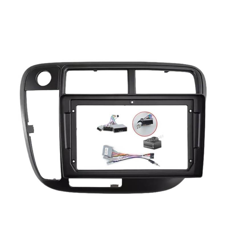 Car Radio Faceplate Frame 2 Din Auto-DVD-Blende Multimedia/Passend for 1998–2000 Honda Civic (9 Zoll) MP3 MP5 Video Audio Stereo Panel Rahmen Kabel Harnes Car Radio Frame(Left Wheel-cable) von PGAEVG