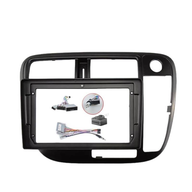 Car Radio Faceplate Frame 2 Din Auto-DVD-Blende Multimedia/Passend for 1998–2000 Honda Civic (9 Zoll) MP3 MP5 Video Audio Stereo Panel Rahmen Kabel Harnes Car Radio Frame(Right Wheel-cable) von PGAEVG