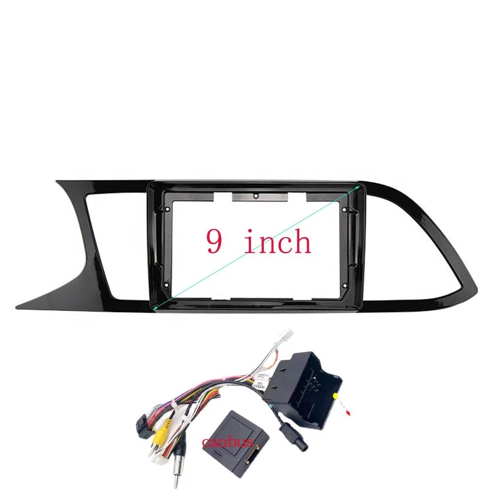 Car Radio Faceplate Frame 2Din Auto DVD nur Rahmen Audio-Montageadapter Armaturenbrettverkleidung 9 Zoll/Passend for SEAT LEON 2018 (linkes Rad) Doppel-Din-Radio-Player Car Radio Frame(Frame canbus) von PGAEVG