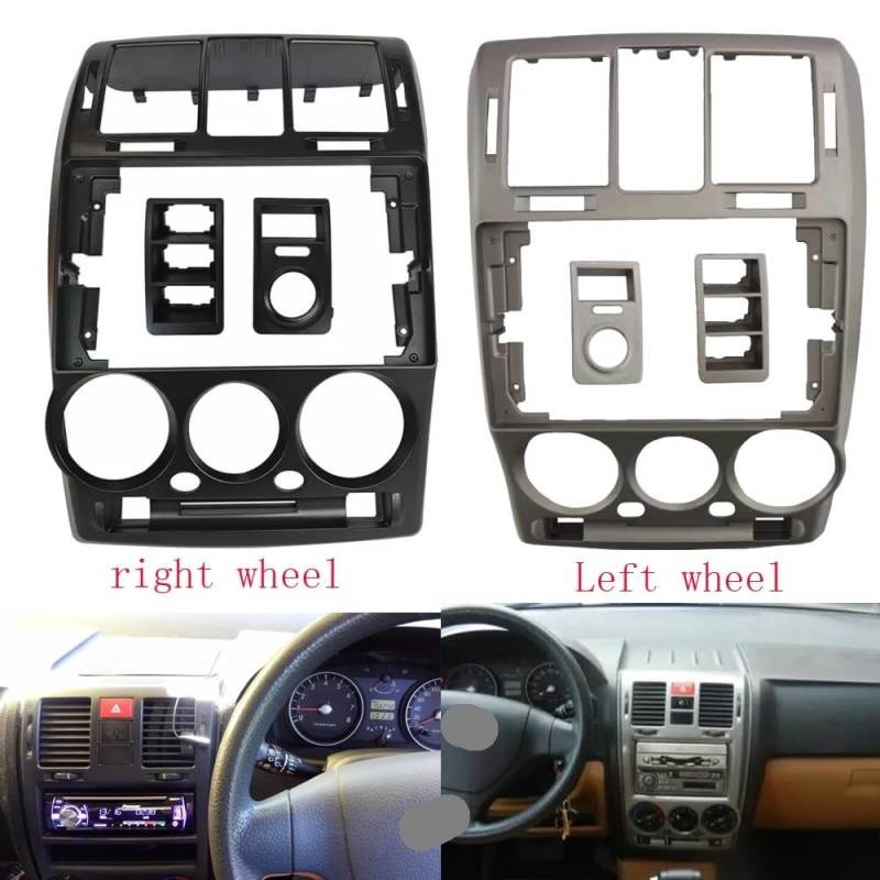 Car Radio Faceplate Frame 9 Zoll 2 Din Auto Audio Rahmen GPS Navigation Blende Auto DVD Kunststoffrahmen Blende/Passend for 2002-2011 Hyundai Getz Installation Car Radio Frame(Left wheel-black) von PGAEVG