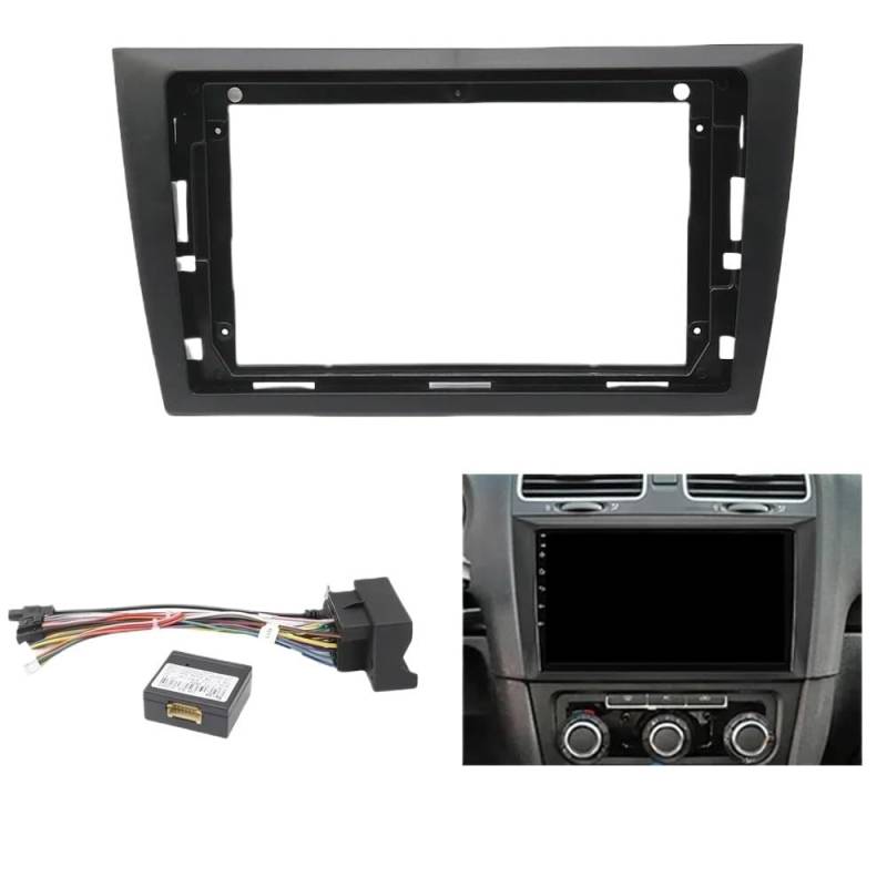 Car Radio Faceplate Frame 9-Zoll-Auto-DVD-Rahmen/Fit for Volkswagen Golf 6 2008–2016, Stereo-Panel-Rahmen, Audio-Armaturenbrett-Facia-Radio-Player-Bildschirm, 2-Din-Kit Car Radio Frame(Frame an canbus von PGAEVG