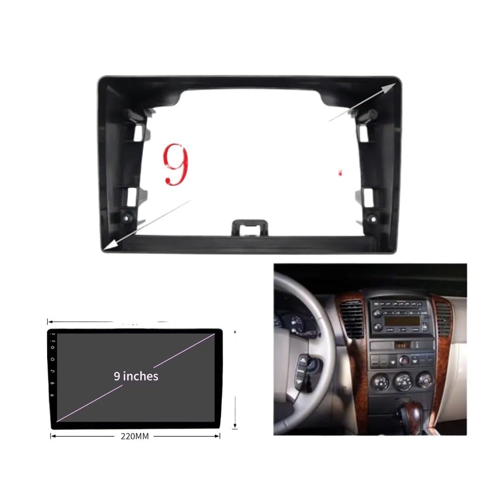 Car Radio Faceplate Frame 9 Zoll Auto Rahmen Fascia Adapter Canbus Box Decoder Android Radio Audio Dash Montage Panel Kit/Fit for Kia Sorento 2002-2006 Car Radio Frame(Only Frame) von PGAEVG