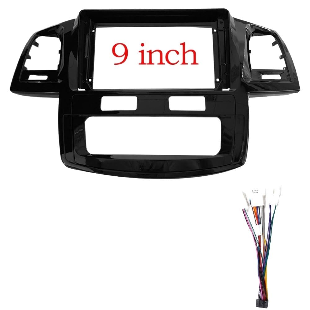 Car Radio Faceplate Frame 9-Zoll-Autoblende/passend for Toyota Fortuner Hilux 2005–2014, Doppel-Din-Blende, Armaturenbrett, Stereo, Auto-DVD-Rahmen, In-Dash-Kits Car Radio Frame(2005-06 AT-cord) von PGAEVG