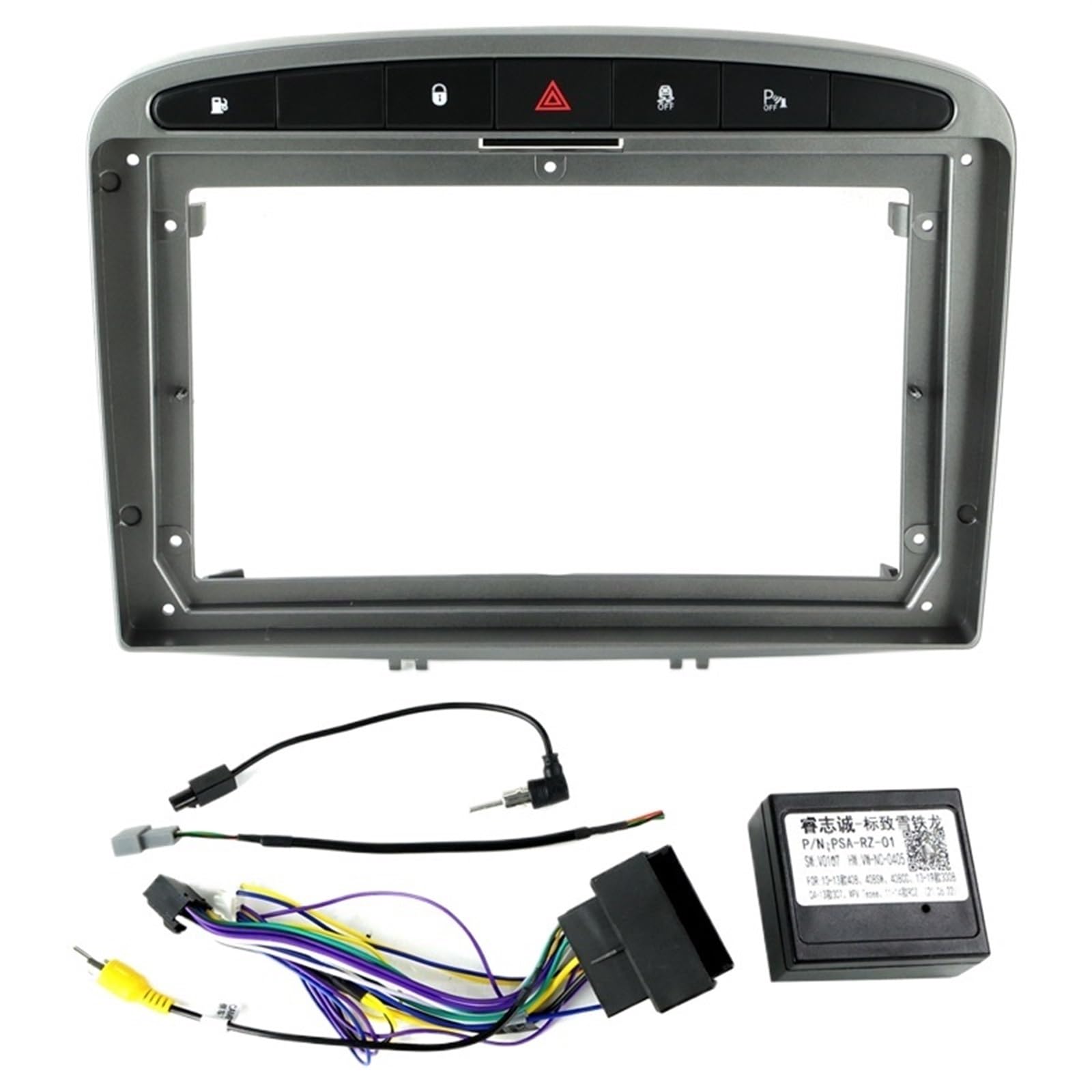 Car Radio Faceplate Frame 9-Zoll-Autoradio-Blendenrahmen/Passend for Peugeot 308 408 2007-2020 Audio-Installation Dash-Frame-Montagesatz Panel-Rahmenkabel und Canbus Car Radio Frame von PGAEVG