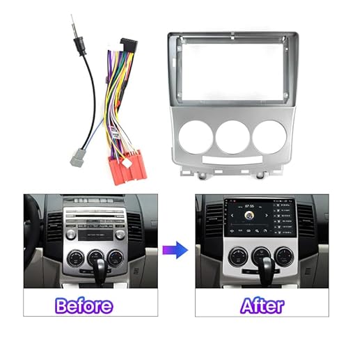 Car Radio Faceplate Frame 9-Zoll-Gesichtsrahmen/Passend for Mazda 5 2 CR 2005-2010 2 Din Autoradio GPS Stereo Center Control Dashboard Fascia Stereo Panel Dash Kit Car Radio Frame von PGAEVG