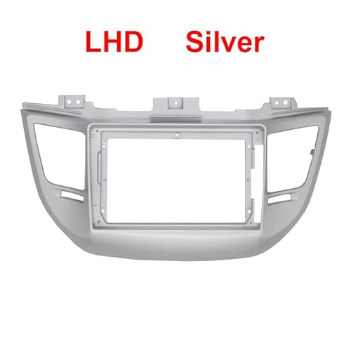 Car Radio Faceplate Frame Android Auto Radio Fascia/Fit for Hyundai Tucson IX35 2015 2016 2017 2018 Auto Stereo Installieren Dash Panel montage Facia Rahmen Kit Car Radio Frame(LHD Silver) von PGAEVG