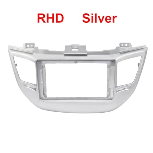 Car Radio Faceplate Frame Android Auto Radio Fascia/Fit for Hyundai Tucson IX35 2015 2016 2017 2018 Auto Stereo Installieren Dash Panel montage Facia Rahmen Kit Car Radio Frame(RHD Silver) von PGAEVG