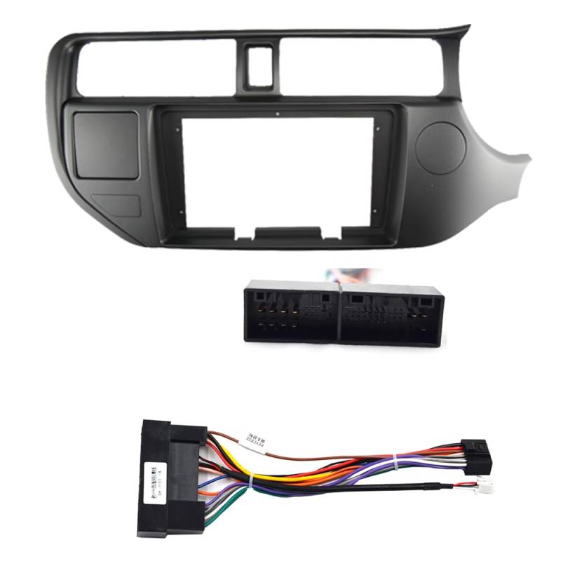 Car Radio Faceplate Frame Auto 2 Din Audio Radio Blende Rahmen/Fit for KIA RIO 2012-2015 LHD RHD 9 Zoll Großbild Stereo Armaturenbrett Einbaublende Verkleidungssatz Car Radio Frame(RHD Frame-cable) von PGAEVG