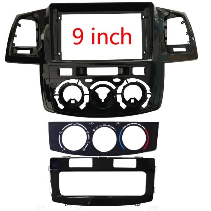 Car Radio Faceplate Frame Autorahmen 9-Zoll-Big-Screen-Blende-Panel-Adapter/Passend for Toyota Hilux Fortuner 2005-2014 2 Din Dash Audio Fitting Kit Car Radio Frame(2005 Auto,Frame an cord) von PGAEVG