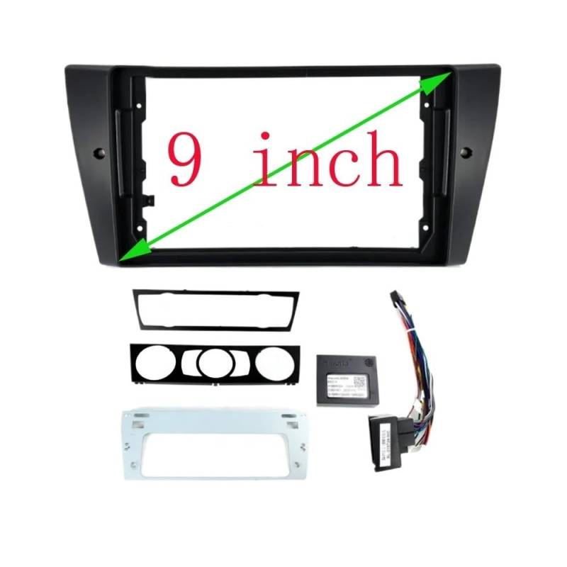 Car Radio Faceplate Frame Car Audio 9 Zoll großer Bildschirm Blendenrahmen-Adapter/Passend for BMW 3er 2Din CD/DVD-Player Einbaurahmen-Kit und Stromkabel Car Radio Frame(Frame an canbus) von PGAEVG