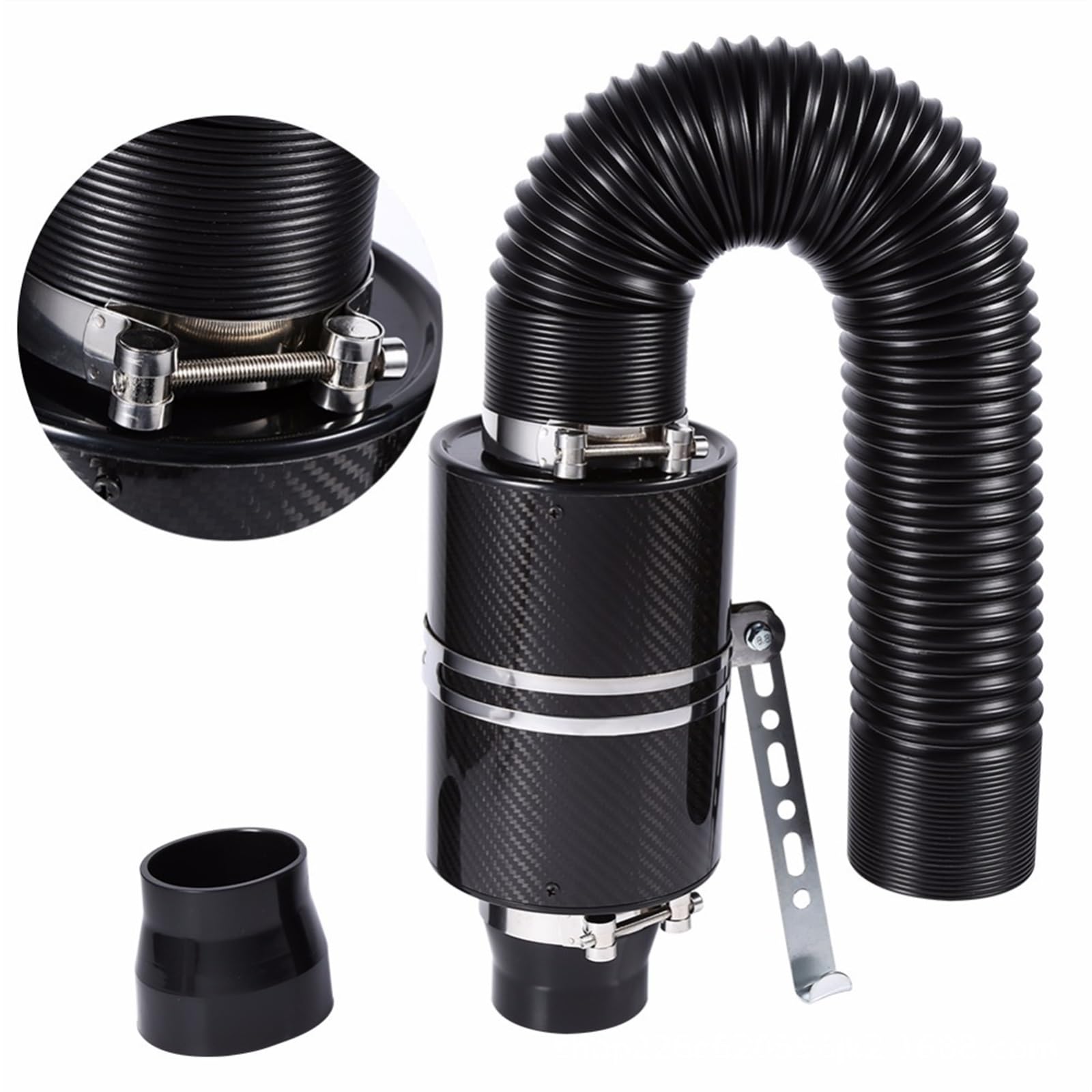 Intake Hose, Air Filter 76mm Auto Universal Racing Carbon Fiber High Flow Kaltluftfiltersystem Ansaugrohr Schlauch Kit Lufteinlass Kit Zubehör Ansaugschlauch, Luftfilter von PGAEVG