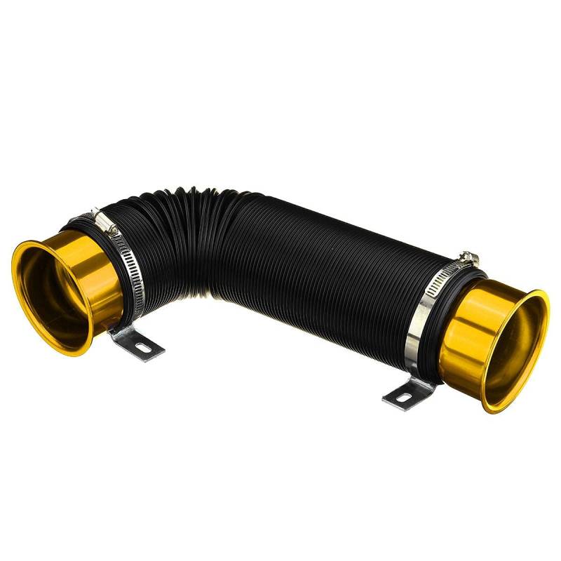 Intake Hose, Air Filter Auto-Luftfiltereinlass 76 mm 1 m Kaltrohr Flexibler Kanalzufuhrschlauchsatz mit Blasdüseneinlassklemme Rohrschlauch Luftansaugrohr Ansaugschlauch, Luftfilter(Gold) von PGAEVG