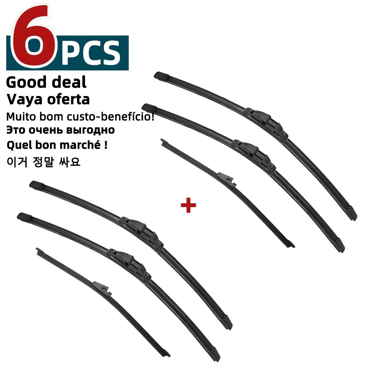 Wiper Blade Auto-Wischerblätter/Passend for 2005-2008 VW Golf Plus 5M1 Scheibenwischer vorn/hinten, Autozubehör 2005 2006 2007 2008 Windscreen Wiper Blades(6PCS) von PGAEVG