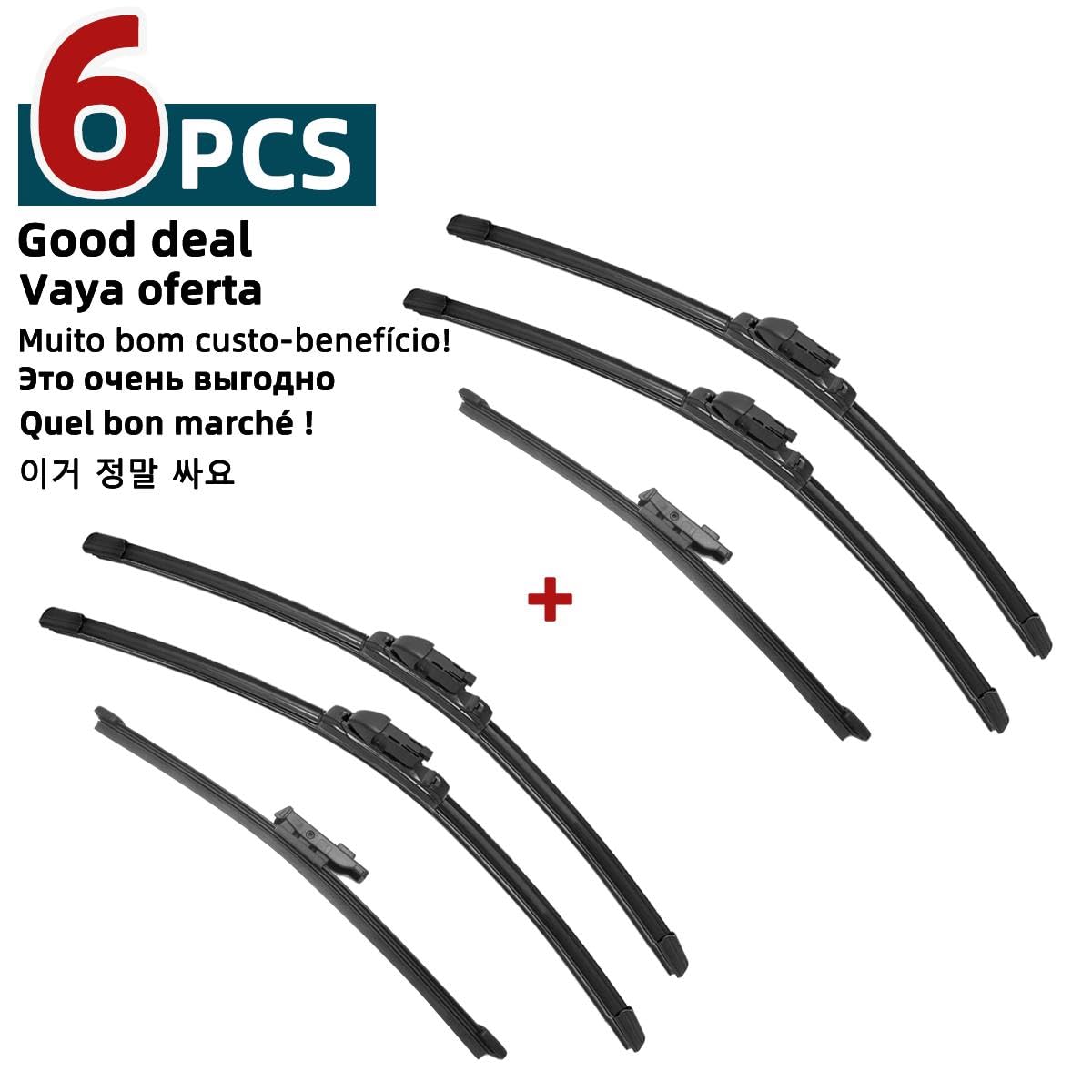 Wiper Blade Auto-Wischerblätter/Passend for 2020-2021 VW Golf 8 Scheibenwischer vorne und hinten, Autozubehör 2020 2021 Windscreen Wiper Blades(6PCS) von PGAEVG