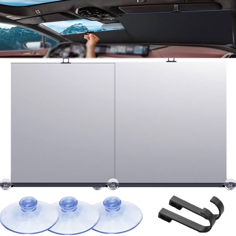 Automatic Retractable Car Sunshade, Retractable Sun Shade for Car Windshield, UV and Heat Protection Car Sun Shade, Auto Sunshade Fits Front Window of Various Models (1 Set) von PGSLPH