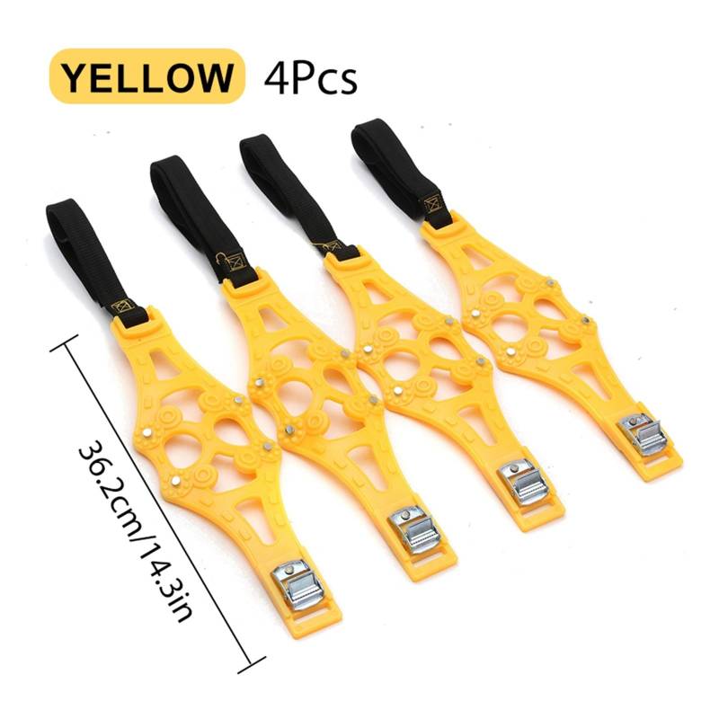 4 Stück Auto Winterreifen Räder Schneeketten Schneereifen Anti-Rutsch-Ketten Radreifen Kabelgürtel Winter(4pcs Yellow) von PGVXEM