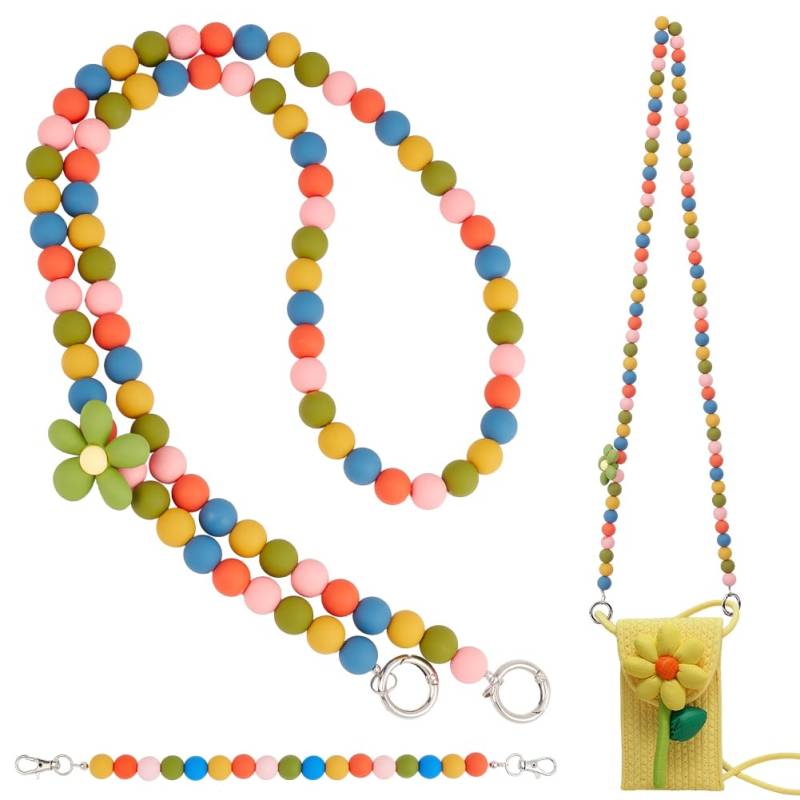 PH PandaHall 2 Größen Perlen Handy Lanyard Bunte Handy Perlen Florales Handy Lanyard Anhänger Handschlaufe Kette Für Handyhülle Handtasche Schlüsselanhänger Smartphone von PH PandaHall