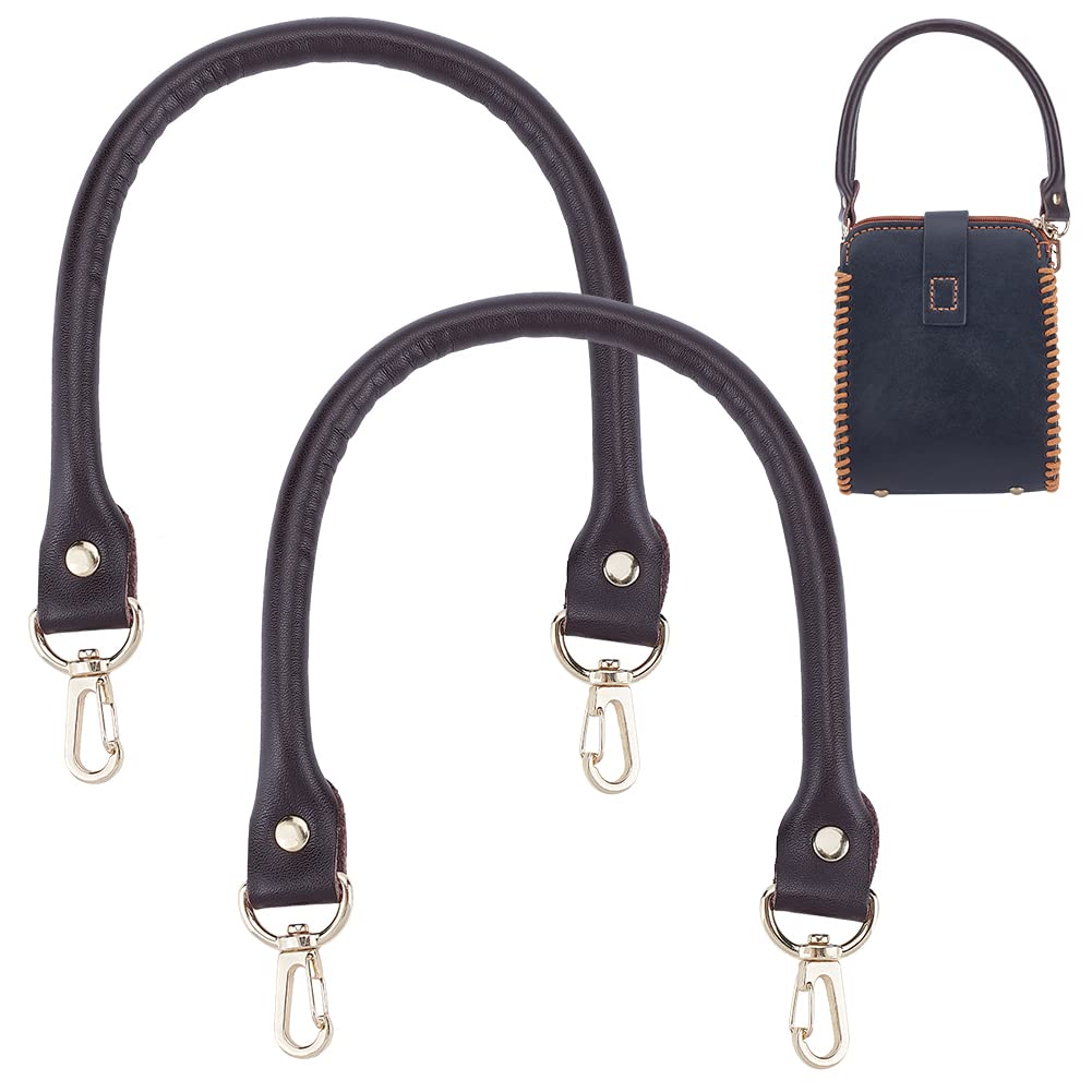 PH PandaHall 2 Pack Leder Short Strap 40cm Leder Ersatz Griff Geldbörsen Strap Handtasche Umhängetasche Strap mit schwenkbaren Hummer Schnallen, Kokosbraun von PH PandaHall