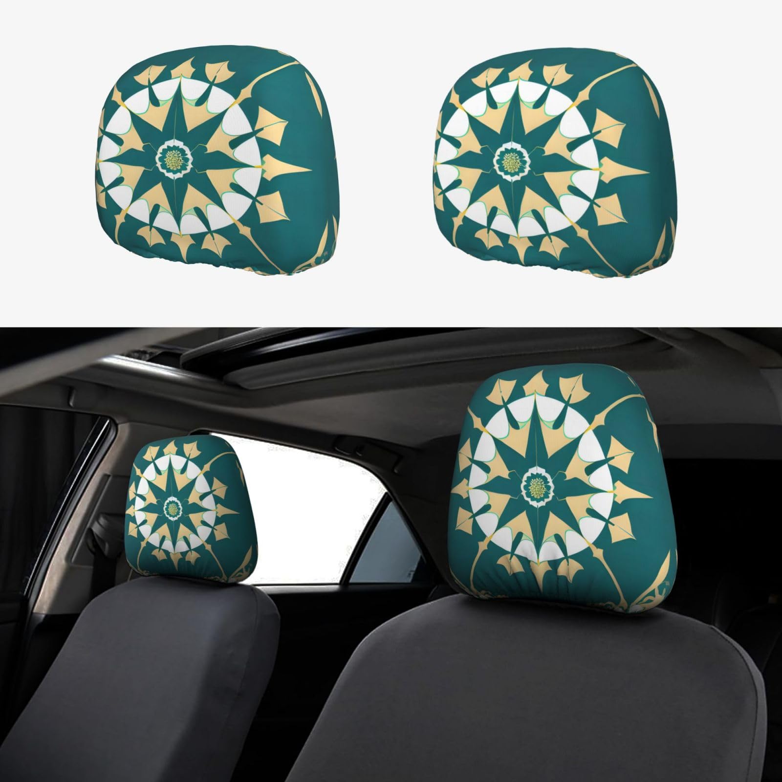 PHAYAH Autositz-Kopfstützenbezug, exotischer Stil, Blumenmuster, universal, 2-teiliges Set, passend für Limousine, SUV, LKW von PHAYAH
