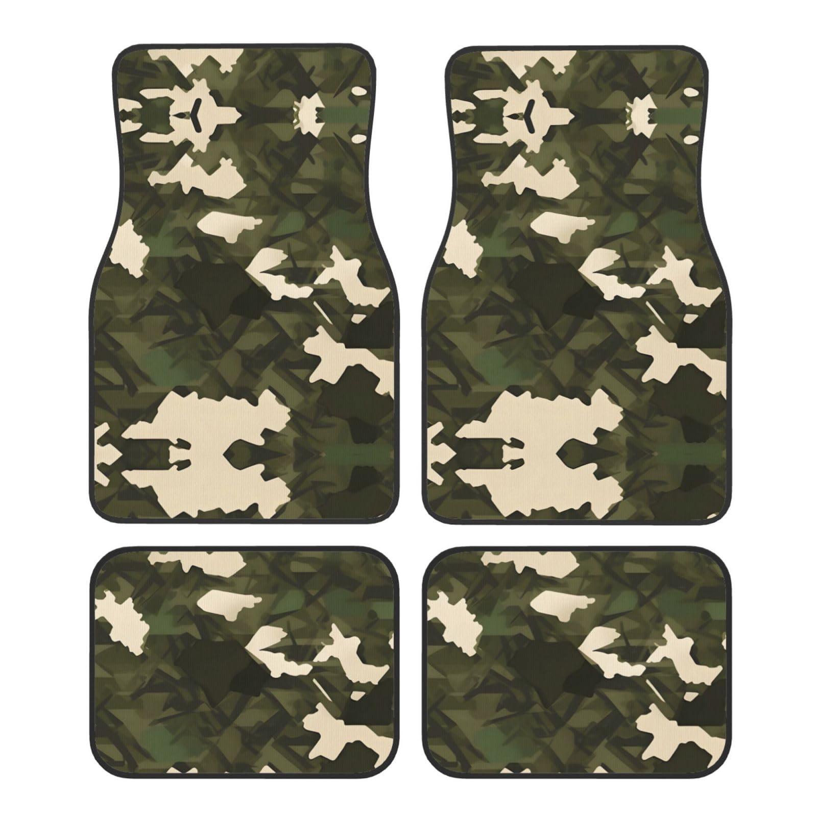 Phayah Army Camouflage Print Auto Fußmatten 4 Stück Auto Innenraum Teppiche Teppich Universal Fahrzeug Bodenschutz Teppiche Autozubehör von PHAYAH