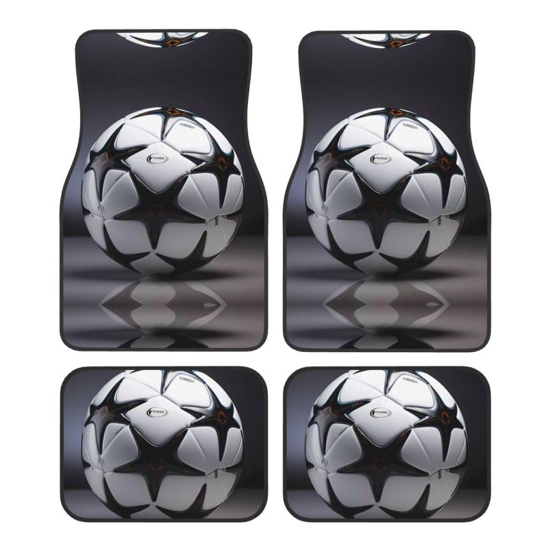 Phayah Fussmatten Fussball Fussmatten Set 4-teilig Universal Fussball schwarz weiß von PHAYAH