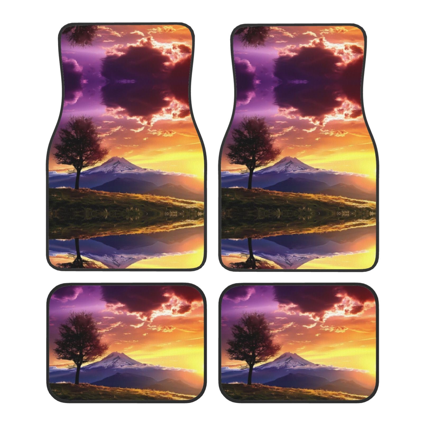 Phayah Sunset Landscape Print Auto Fußmatten 4 Stück Auto Innenraum Teppiche Teppich Universal Fahrzeug Bodenschutz Teppiche Autozubehör von PHAYAH