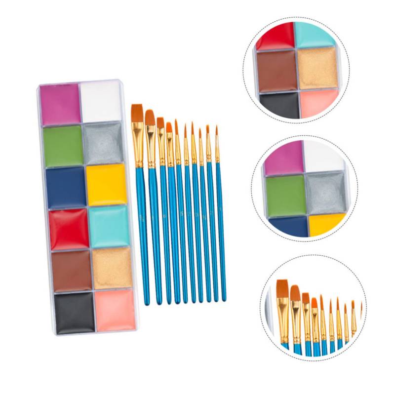 PHENOFICE 1 Satz 12 Farben Körper Bemalung Creme Pigment Halloween-make-up-kit Gesichtspinsel Malset Halloween-gesichtszubehör Kinderfarben Auf Wasserbasis Schminkset Kinder Paste Colorful von PHENOFICE