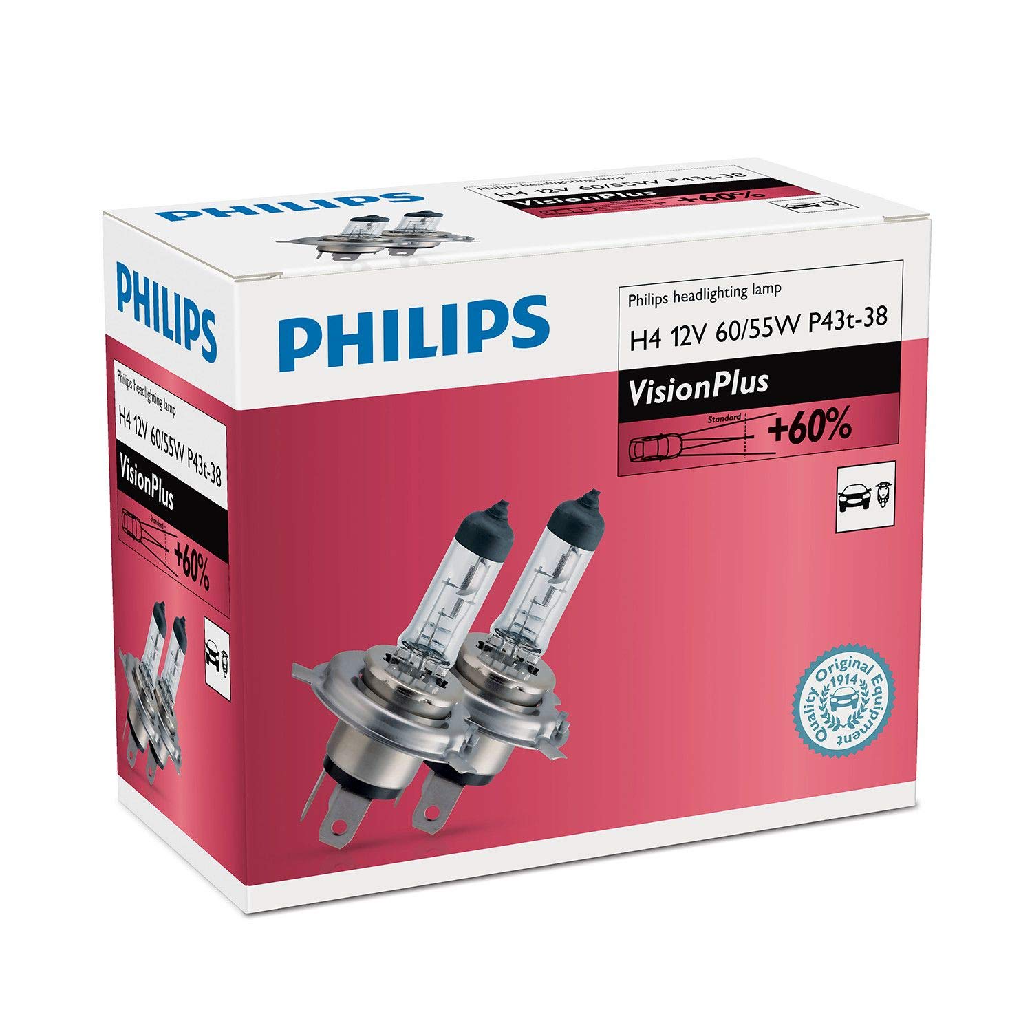 H4 12V 6055W P43t Vision Plus 60% 2st. Philips von PHILIPS