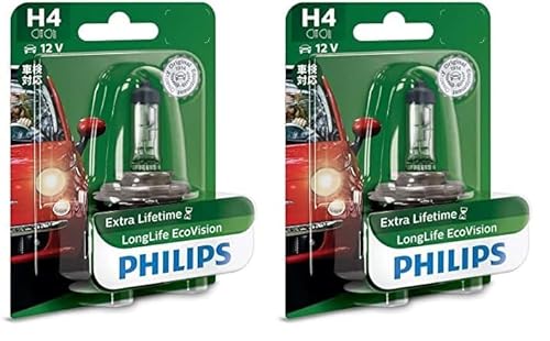 PHILIPS 12342LLECOB1 LongLife EcoVision H4 Scheinwerferlampe 12342LLECOB1, 1er Blister (Packung mit 2) von PHILIPS