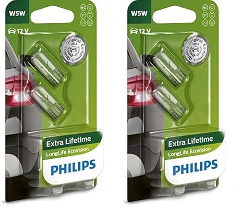 PHILIPS 12961LLECOB2 LongLife EcoVision W5W Signallampe 12961LLECOB2, 2er Blister (Packung mit 2) von PHILIPS