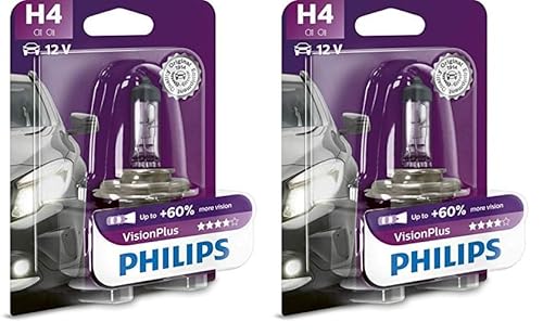 PHILIPS H4 12V 6055W P43t Vision Plus 60% 1st. Blister (Packung mit 2) von PHILIPS