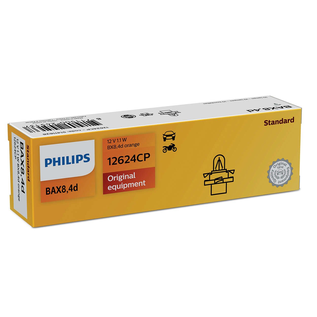 Philips 12624CP Innenbeleuchtung BX8, 4D, Orange von PHILIPS