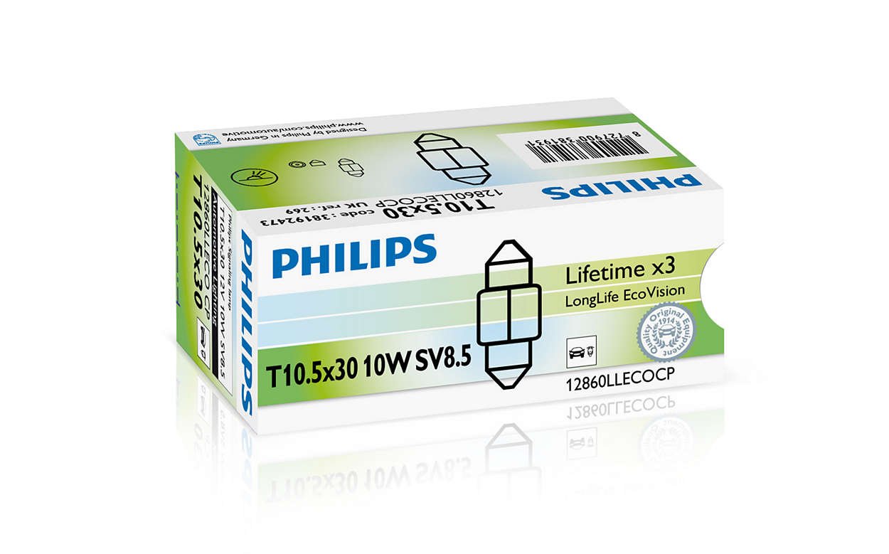 Philips 12860LLECOCP Innenbeleuchtung Festoon T10, 5x30 LongLife EcoVision von Philips