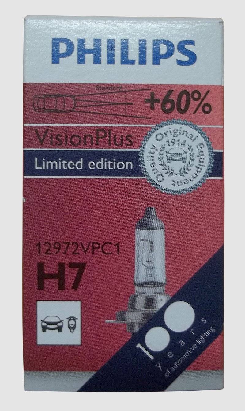 Philips 12972VPC1 55 Watt Scheinwerferlampe H7 Vision Plus +60% Licht PX26d 12 Volt von PHILIPS