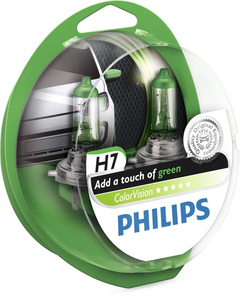 Philips 36798028 ColorVision Scheinwerferlampe H7 2-er Kit, grün von PHILIPS