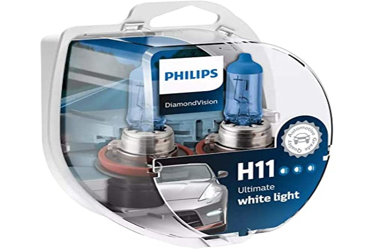 Philips Diamond Vision 5000K H11 Auto-Scheinwerfer-Birnen (Twin Pack von Birnen), Weiß von PHILIPS