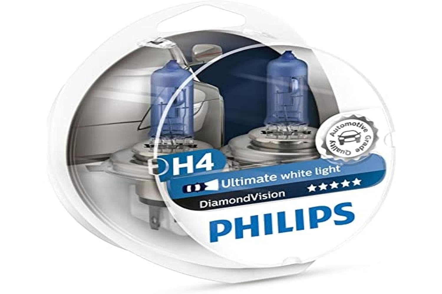 Philips Diamond Vision 5000K H4 Auto-Scheinwerfer-Birnen (Twin Pack von Birnen) von PHILIPS