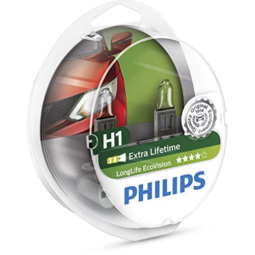 Philips H1 12258LLECOS2 LongLife EcoVision Auto-Scheinwerfer, 12 V, 55 W, P14,5s, langlebig, 2 Stück von PHILIPS