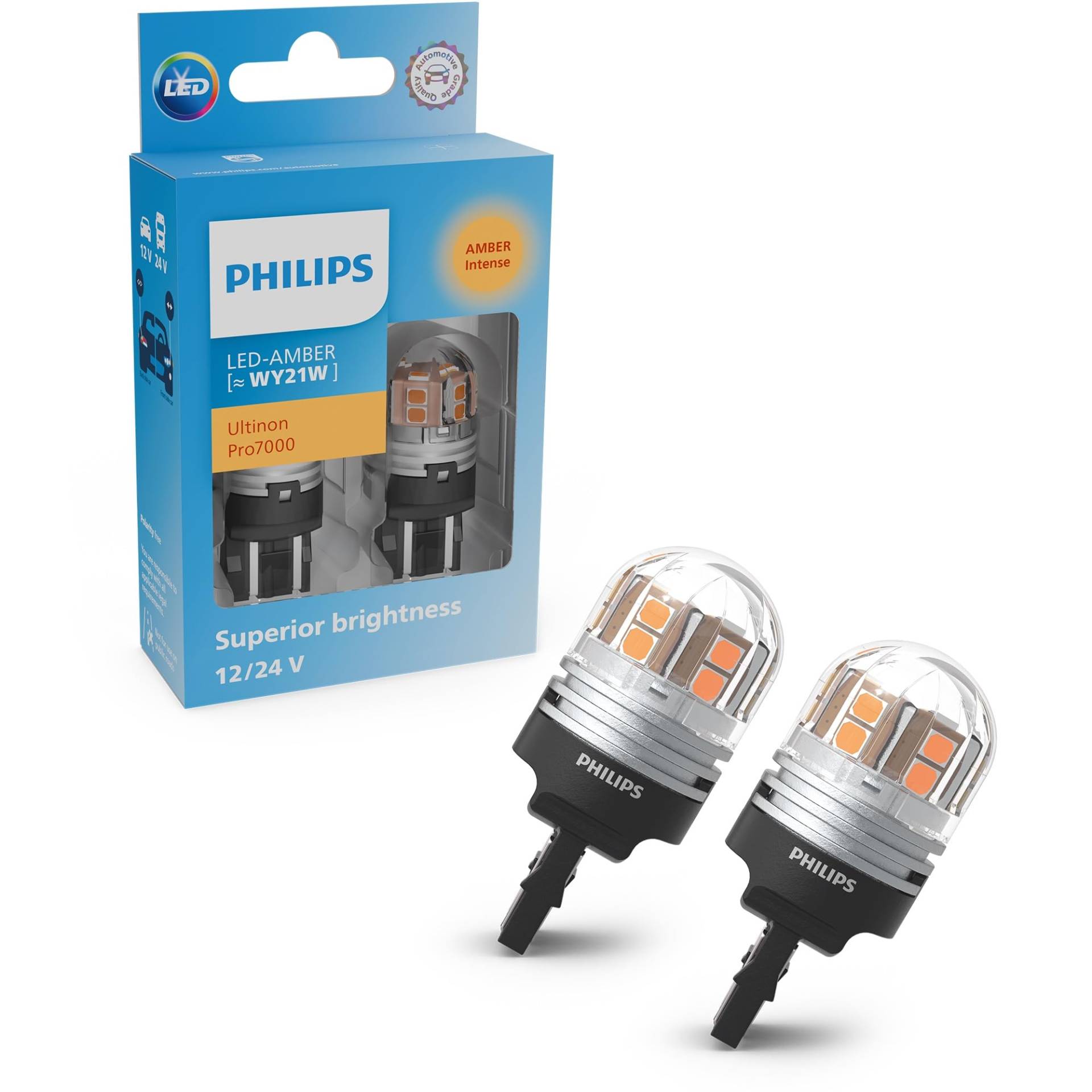 Philips Ultinon Pro7000 LED Auto Signalleuchte (WY21W bernstein) 12V/24V von PHILIPS