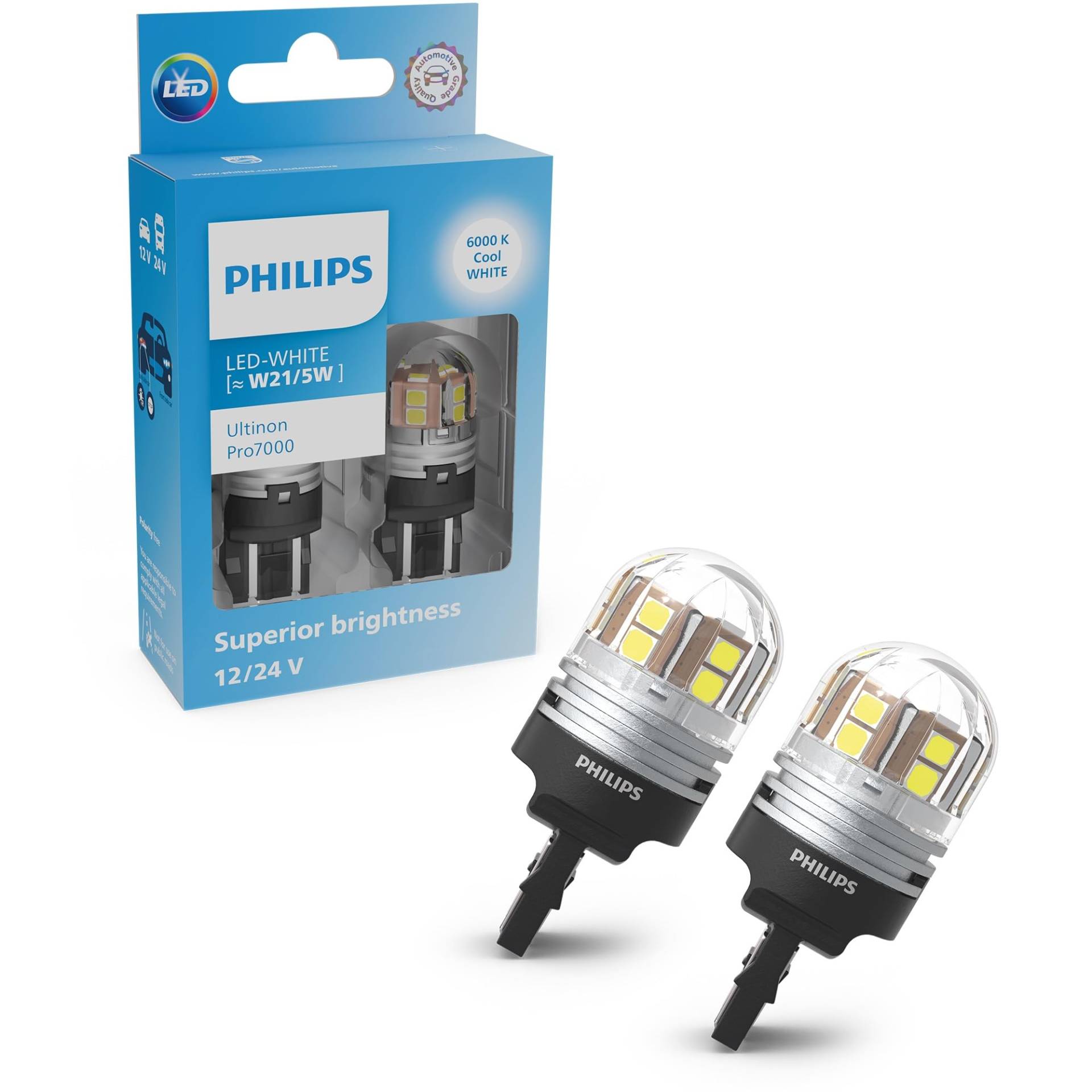 Philips Ultinon Pro7000 LED Autosignalleuchte (W21/5W white), 12V/24V von PHILIPS