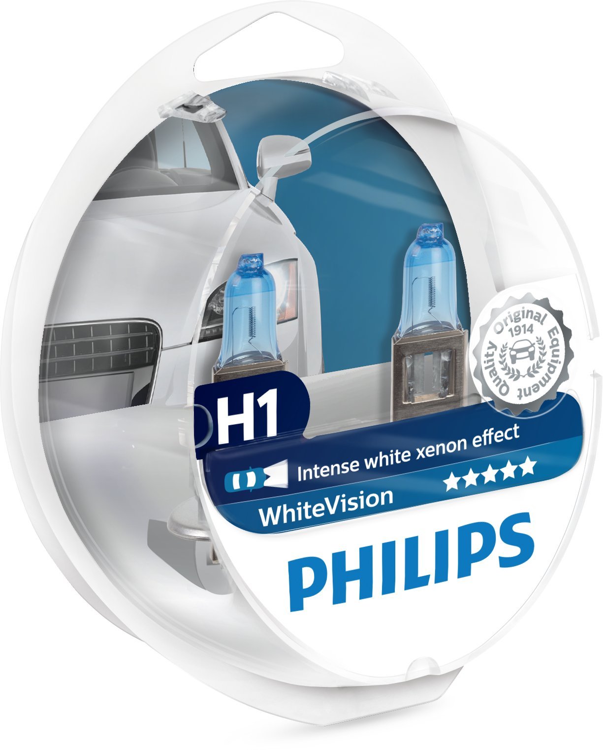 Philips WhiteVision Xenon-Effekt H1 Scheinwerferlampe 12258WHVSM, 2er-Set, Twin box von Philips