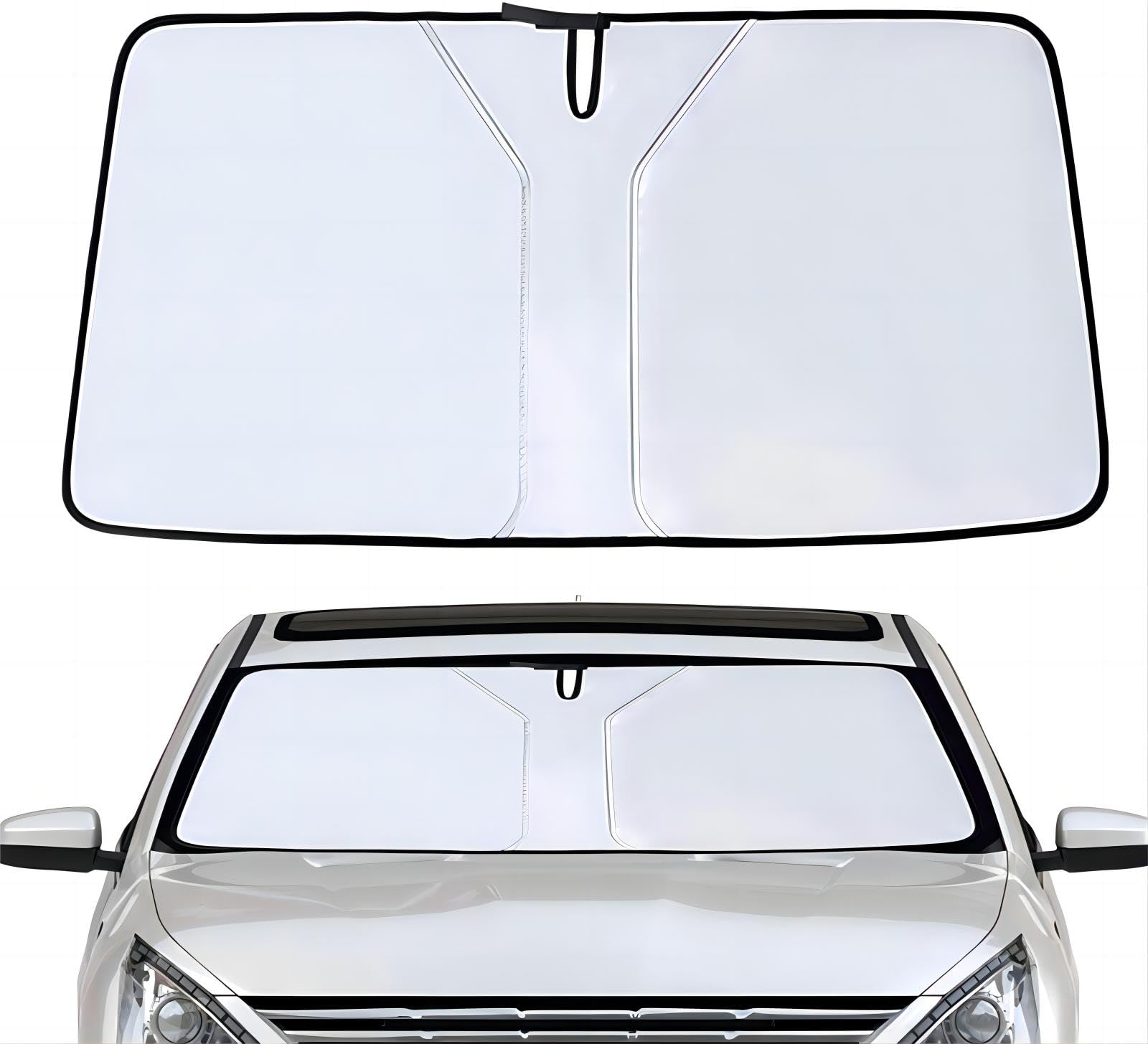 Windschutzscheiben-Sonnenschutz für Mercedes-Benz C-Klasse Kombi/T-Modell (S206) 2021 2022 2023 2024, Sonnenblende Silber Beschichtetes Gewebe Faltbare Sonnenblende, Auto Zubehör,White von PHOENIX95